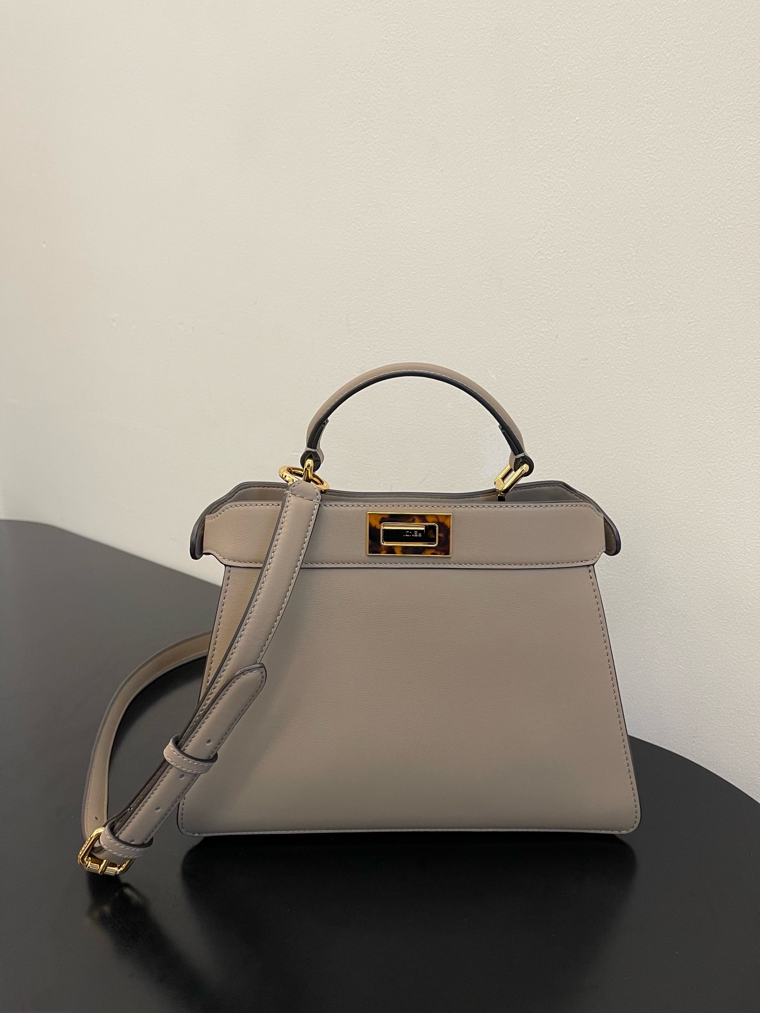 Fendi Peekaboo ISeeU Small Grey Calf Leather Bag